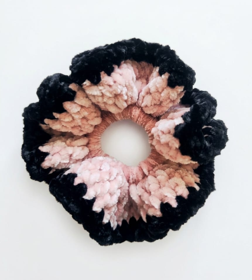 Petal Black Chenille Scrunchie
